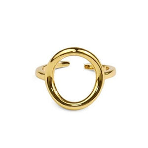 NEW Men's Unisex Solid Circle Gold-Plated S925 Ring‎ Adjustable Band